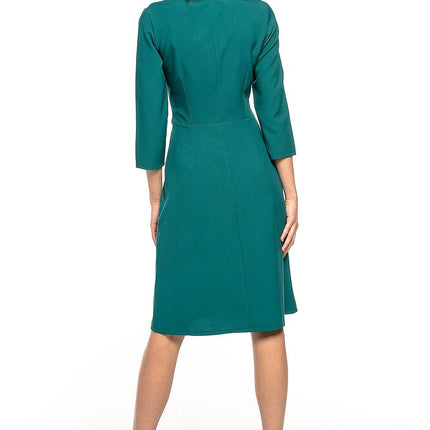 Elegant Trapeze Dress with Darts & 3/4 Sleeves - MimiStylez