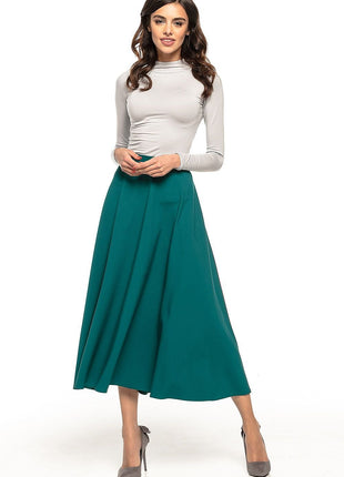 Elegant Vintage - Style Midi Skirt – Flowing Fabric & Belt Detail - MimiStylez
