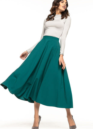 Elegant Vintage - Style Midi Skirt – Flowing Fabric & Belt Detail - MimiStylez
