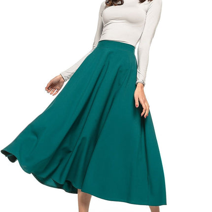 Elegant Vintage - Style Midi Skirt – Flowing Fabric & Belt Detail - MimiStylez