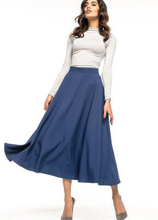 Elegant Vintage - Style Midi Skirt – Flowing Fabric & Belt Detail - MimiStylez