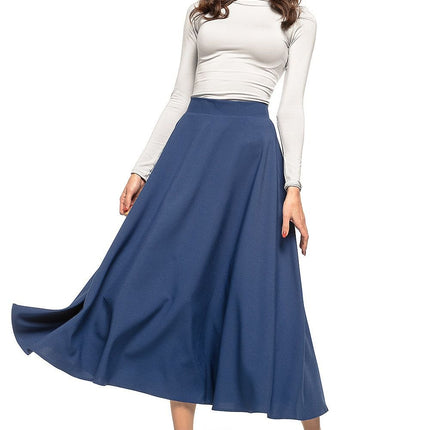 Elegant Vintage - Style Midi Skirt – Flowing Fabric & Belt Detail - MimiStylez
