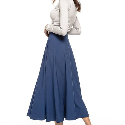 Elegant Vintage - Style Midi Skirt – Flowing Fabric & Belt Detail - MimiStylez