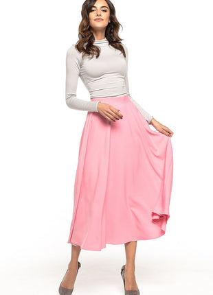 Elegant Vintage - Style Midi Skirt – Flowing Fabric & Belt Detail - MimiStylez