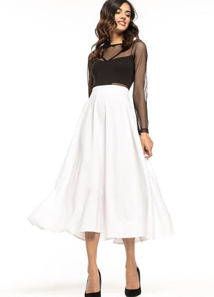 Elegant Vintage - Style Midi Skirt – Flowing Fabric & Belt Detail - MimiStylez