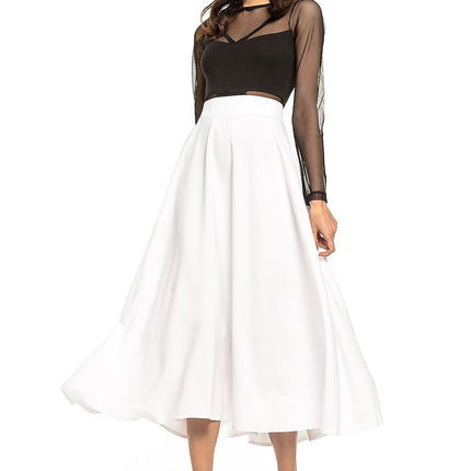Elegant Vintage - Style Midi Skirt – Flowing Fabric & Belt Detail - MimiStylez