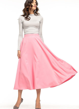 Elegant Vintage - Style Midi Skirt – Flowing Fabric & Belt Detail - MimiStylez