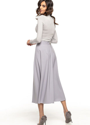 Elegant Vintage - Style Midi Skirt – Flowing Fabric & Belt Detail - MimiStylez