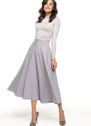 Elegant Vintage - Style Midi Skirt – Flowing Fabric & Belt Detail - MimiStylez