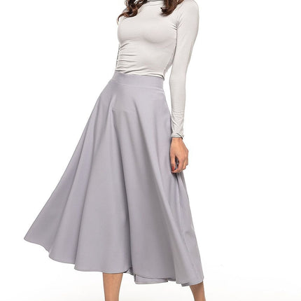 Elegant Vintage - Style Midi Skirt – Flowing Fabric & Belt Detail - MimiStylez