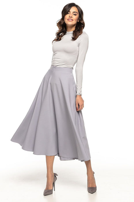 Elegant Vintage - Style Midi Skirt – Flowing Fabric & Belt Detail - MimiStylez