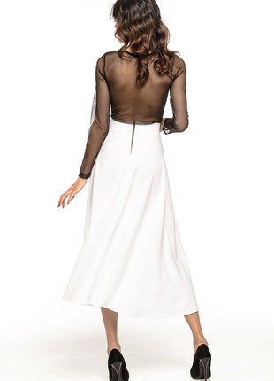 Elegant Vintage - Style Midi Skirt – Flowing Fabric & Belt Detail - MimiStylez