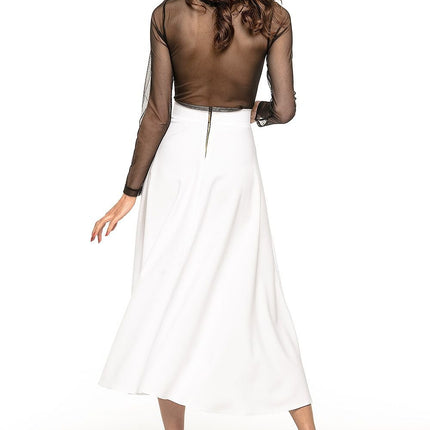 Elegant Vintage - Style Midi Skirt – Flowing Fabric & Belt Detail - MimiStylez