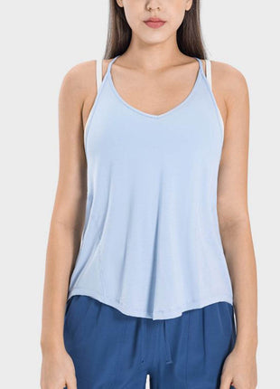 Slit Spaghetti Strap Scoop Neck Active Cami - MimiStylez