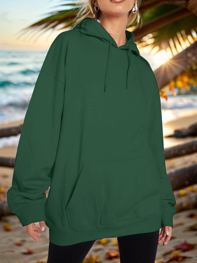 Drawstring Dropped Shoulder Hoodie