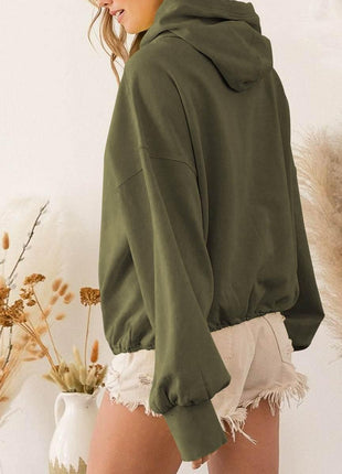 Zip-Up Dropped Shoulder Hoodie - MimiStylez