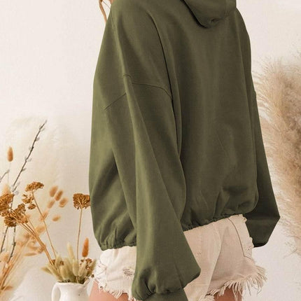 Zip-Up Dropped Shoulder Hoodie - MimiStylez