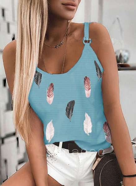 Stylish Crewneck Printed Halter Top