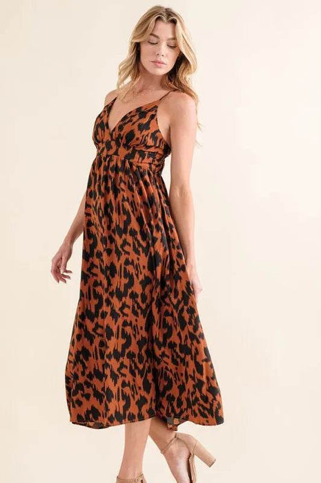 And The Why Leopard Print Plunge Maxi Dress - MimiStylez