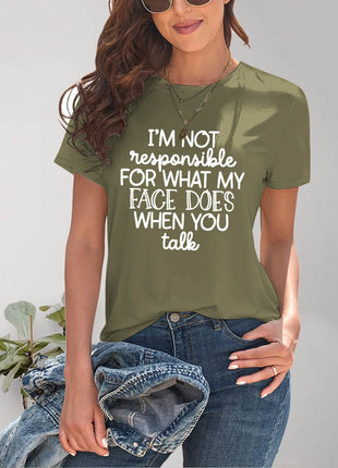 Letter Graphic Round Neck Short Sleeve T-Shirt - MimiStylez