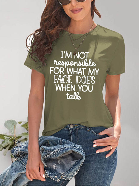 Letter Graphic Round Neck Short Sleeve T-Shirt - MimiStylez
