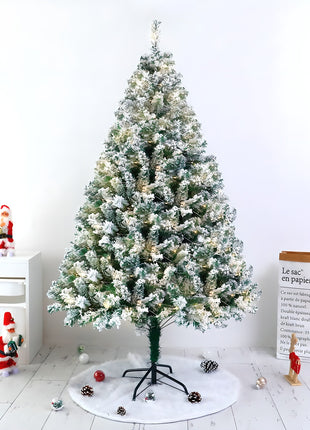 6FT- White Flocked Pre lit Lush Christmas Tree