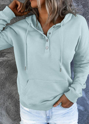 Dropped Shoulder Long Sleeve Hoodie with Pocket - MimiStylez