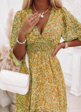 Full Size Ruffled Hem Floral Dress Plus Size - MimiStylez