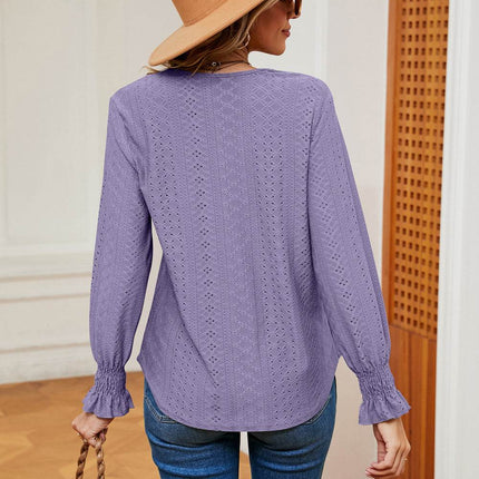 Contrast Flounce Sleeve Blouse - MimiStylez