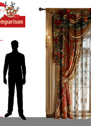 2PCs Christmas Curtain 3D Digital Printing