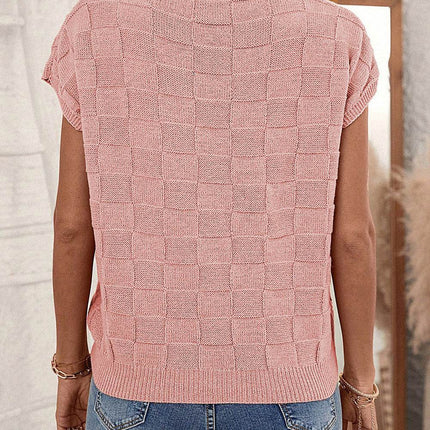 Plaid Pocketed Round Neck Sweater - MimiStylez