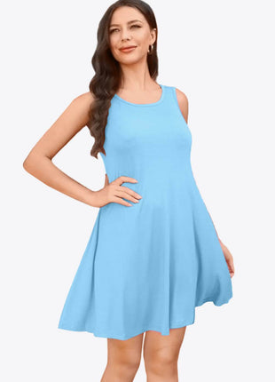 Full Size Round Neck Sleeveless Dress with Pockets - MimiStylez