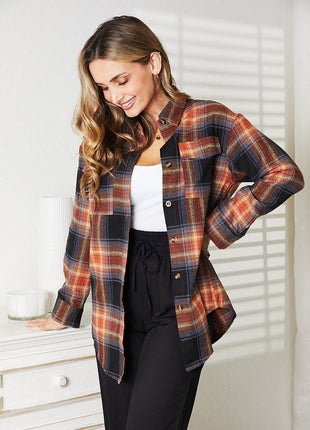 Plaid Dropped Shoulder Shirt - MimiStylez