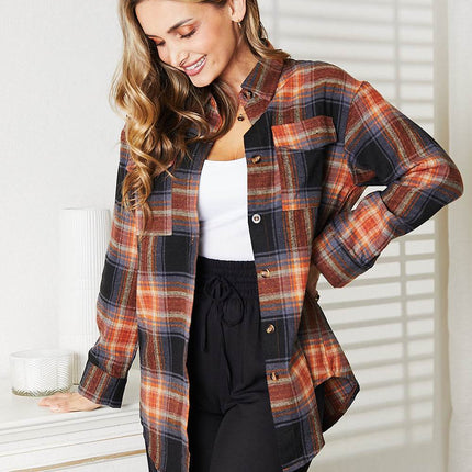 Plaid Dropped Shoulder Shirt - MimiStylez