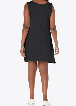 Full Size Round Neck Sleeveless Dress with Pockets - MimiStylez