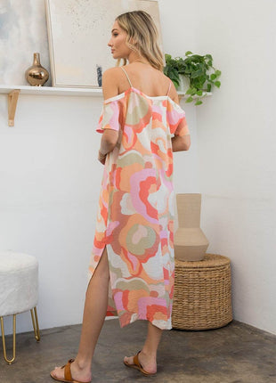 Sew In Love Full Size Printed Side Slit Midi Dress - MimiStylez