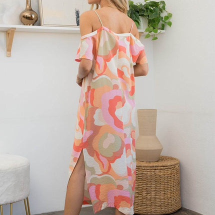 Sew In Love Full Size Printed Side Slit Midi Dress - MimiStylez