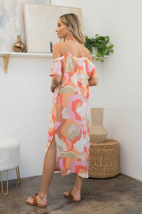 Sew In Love Full Size Printed Side Slit Midi Dress - MimiStylez