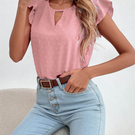 Swiss Dot Cap Sleeve Blouse - MimiStylez
