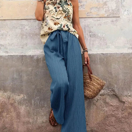Printed Tank Top and Wide Leg Pants Set - MimiStylez