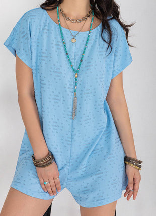 Round Neck Short Sleeve Romper - MimiStylez