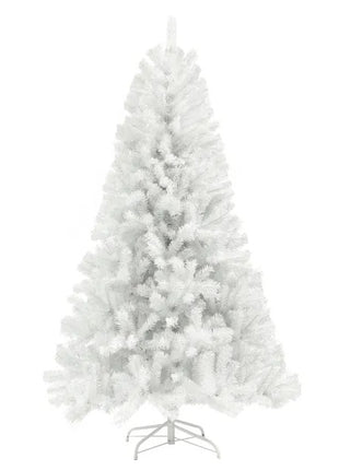 9FT White Unlit Christmas Tree With 2132 Branch Tips, Auto Open, Steel Base