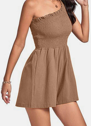 Smocked Single Shoulder Romper - MimiStylez