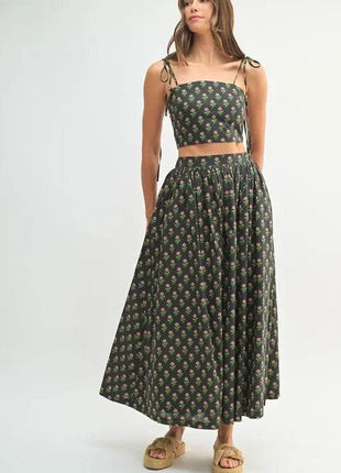 MABLE Floral Crop Top and Skirt Set - MimiStylez