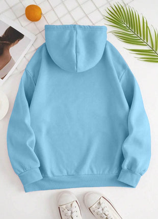 Drawstring Dropped Shoulder Hoodie - MimiStylez