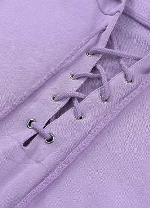 Lace-Up Dropped Shoulder Hoodie - MimiStylez