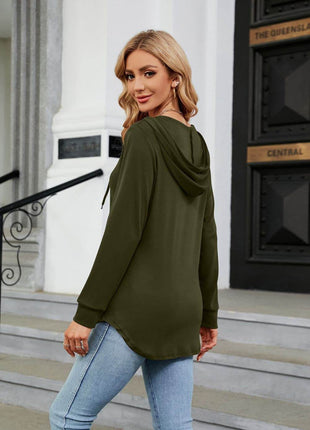 Long Sleeve Hooded Blouse - MimiStylez