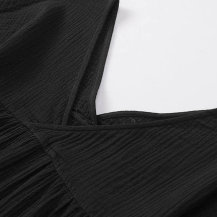 Dropped Shoulder V-Neck Blouse - MimiStylez