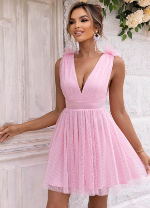 Open Back Sleeveless Mesh Dress - MimiStylez