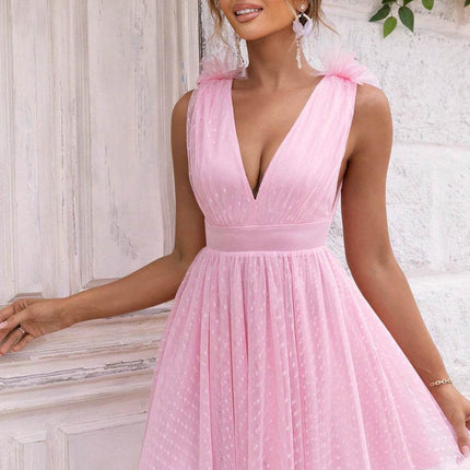 Open Back Sleeveless Mesh Dress - MimiStylez